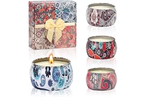 OUXAYAPL Candele Profumate Set Regalo, 4 Candele Soia Naturale con 4 Profumi per Aromaterapia, Regalo per Donna Mama Fidanzata, Compleanno Anniversario Natale San Valentino Festa Mamma Decorazione (C)