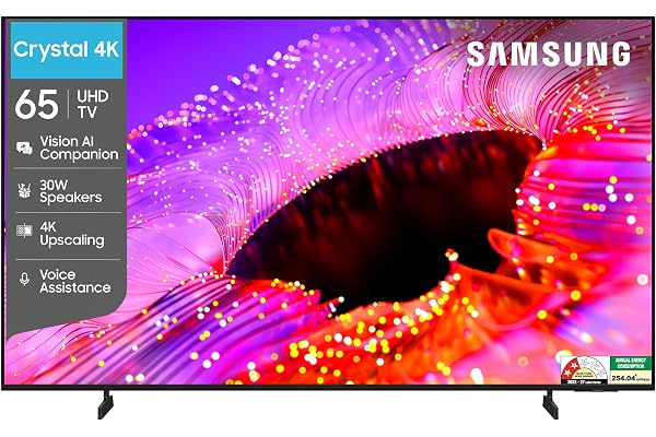 Samsung 65 inch (163cm) Crystal UHD 4K Vision AI 2026 Smart TV | 30W Speakers | 4K Upscaling | HDR10+ | 150+ Channels | 7 Yea