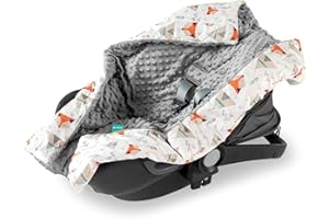 Navaris Einschlagdecke für Babyschale - universal Baby Decke für u.a. Maxi Cosi Römer Cybex Autositz - Kinderwagen Fußsack - Decke Fuchs Design