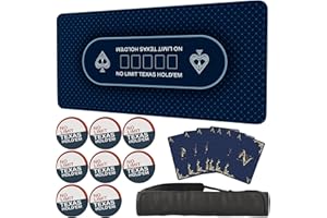 Elil Texas Hold’em Poker Table Mat 180cmx90cm – Non-Slip Rubber Backing, Casino-Style Poker Table Top Layout, Portable Roll-Up Design with Carry Bag, Bonus Coasters & All-in Cards