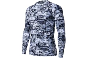 HUGE SPORTS Men's Splice UV Sun Protection UPF 50+ Skins Rash Guard Long Sleeves