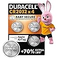 Duracell CR2032 Lithium Coin Batteries 3V (4 Pack) - Up to 70% Extra Life - Baby Secure Technology & Packaging – For Apple Ai