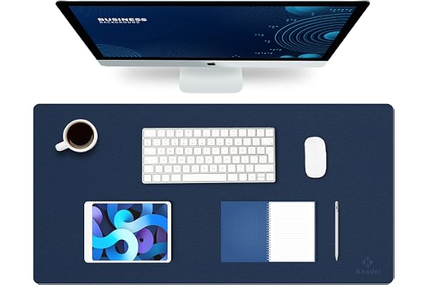 K KNODEL Tapis de Bureau, Tapis Bureau, Tapis Bureau Sous Main 40cm x 80cm, Double Face (Bleu Foncé)