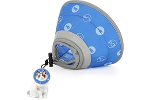HAPPY HACHI Collare Protettivo Gatto Elisabettiano Anti-morso Non Leccarsi per Gatti Collari Protettivi e coni, Regolabile Morbido Collare Cane per Recupero Postoperatorio dell'Animale (Blu Scuro, S)