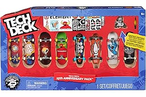 Tech Deck - 25th Anniversary Pack, 8er-Set mit Finger-Skateboards der coolsten Skate-Marken der letzten 25 Jahre, Zubehör: Dude Skater-Sammelfigur, Sticker-Sets der enthaltenen Marken, ab 6 Jahren