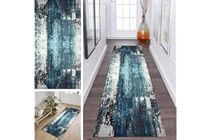 ‎ZDYHMRJ ZDYHMrj Läufer Teppich Lang Flur rutschfest Waschbar 60X100CM Küche Korridor TeppichLäufer für Flur Vintage Blau Schlafzimmer Wohnzimmer Polyester Teppichmatte Dauerhaft, Anpassbar Küchenteppich