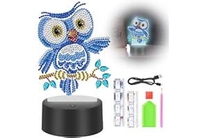 Idota Diamond Painting, luce notturna fai da te, decorazione da tavolo, set fai da te, luce notturna, regalo di compleanno (gufo)