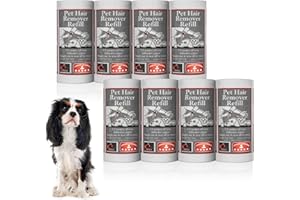 CARASELLE Pet Hair Remover Refill - Super Adhesive - Picks up Lint, Hair & Debris! Multi-Purpose Dog Cat Hair Lint Roller also for Cleaning Clothes & Washing Machine (7.5 metres, pack of 8 refills)