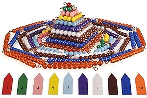 BOHS Montessori Łańcuszki i kwadraty z koralikami - Pomiń liczenie, mnożenie i liczba kwadratowa - materiały do manipulacji matematycznej - edukacyjne zabawki edukacyjne do nauki podstawowej