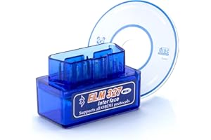 EPIEZA Escáner diagnóstico de Coche ELM327, Bluetooth OBD2, Bluetooth para Android y Windows para protocolos OBDII.Controlar consumos, leerlos códigos de Problemas de diagnostico, Eliminar Fallos.