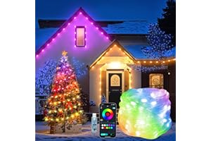 TRAUMHEIM 10M LED Lichterkette, 100 LED Lichterketten Innen Außen mit USB Stecker 200+ Modi APP Steuerung Timer Wasserdicht RGB Lichterkette für Weihnachten Halloween Party Kinderzimmer Garten Balkon (10M)