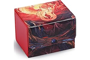 UAONO Caja para cartas MTG, caja de almacenamiento de cartas coleccionables con capacidad para más de 120 barajas de comandante con funda, caja de tarjetas de piel sintética para tarjetas mágicas TCG