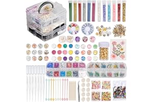 efuturetime® Kit d'Accessoires en Résine Époxy, 【260PCS】, Lot de Bricolage Complet Débutant pour Résine avec Feuilles d'Or, Paillettes, Sequins, Fleurs Séchées, Coquillages, Pipettes, Pincettes