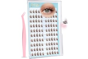 EMEDA Brun Självhäftande Ögonfransar Manga, Franskungor Förklistrade - Kit med Pincett för en Naturlig Anime-look med D-böj &