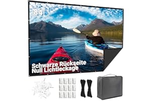 Beamer Leinwand 84 Zoll Outdoor: LEORFI Verbessert Schwarzer Hintergrund Schwarz undurchsichtig - Tragbare Projektionswand Indoor - Projektor Leinwand Faltbar Waschbar für Heimkino - mit Tragetasche