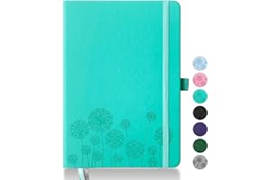 Qefuna Taccuino Diario Per Donne, Taccuino A5 In Pelle Per Lavoro, 200 Pagine Diario Di Viaggio Per Donne Uomini Con Portapenne E Nastro, 5.78"×8.34"(Turquoise)