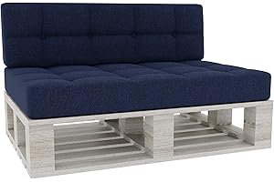Gutekissen® Palettenkissen Gesteppte Kissen mit Knöpfen, Palettenauflagen Sitzkissen Rückenlehne Gesteppt PFG (Set (Sitzkissen 120x80 +Rückenlehne 120x40), Navy blau)
