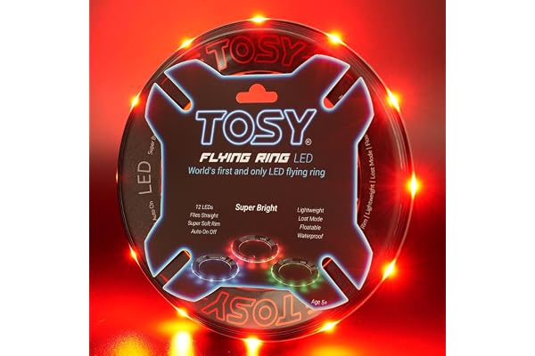 TOSY Anneau Volant 12 LED, Lumineux, Mode Perdu, allumage Automatique, sûr et Doux, étanche, Frisbee léger, Cadeau d'anniversaire, de Camping pour garçon/Fille/Enfant