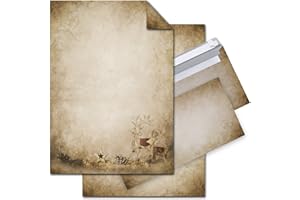 Logbuch-Verlag Lot de 12 feuilles de papier à lettre vintage + 10 enveloppes - Papier à lettre de Noël