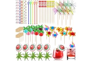 ‎BOHORAY 179 Stück Cocktailspieße Deko Set, Cocktail Party Dekorationen, Mixed Colo Cocktail Schirmchen, Feuerwerk Sticks, Rührer Sticks, Strohhalme, Cocktail Zubehör Deko für Getränke Hochzeit Sommer Party