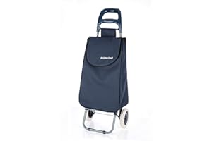 Shopalong Lightweight Wheeled Shopping Trolley, Hard Wearing Wheel Rolling Push Trolly, Flat-Pack Blue