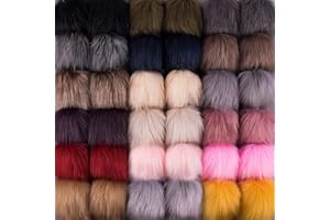 SIQUK 36 Pezzi Pompon Finte Pelliccia Pom Pom per Portachiavi Cappelli da Maglia, 18 Colori