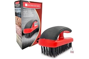 TDBS THE DUSTPAN AND BRUSH STORE Hand Block Wire Brush – Iron Grip Stiff Metal Brush, Heavy Duty Wire for Rust Removal, Brickworks, and Paint Removal