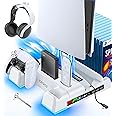 OIVO PS5 / PS5 Slim Stand and Cooling Station With RGB LED Controller Charging Station for Playstation 5 Console, Controller Charger, Accessories With 3 Level Cooling Fan