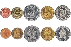HOBBY OF KINGS Set di 5 monete dallo Sri Lanka: 50 centesimi, 1, 2, 5, 10 rupie. 2005-2011