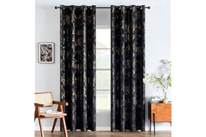 ‎EMEMA EMEMA Samtvorhänge Vorhang Blickdicht Vorhänge mit Ösen Gardinen Deko Ösenvorhang Dekoschal Dekogardinen für Schlafzimmer Wohnzimmer 2er Set 140 x 280 cm(B x H) Schwarz