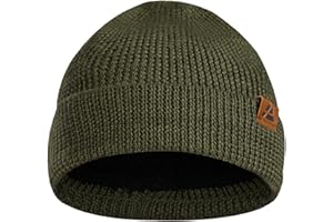 DANISH ENDURANCE Merino Wool Beanie Hat, Warm Fleece Lining, Thermal Winter Hats, Knit Wooly Hat, Fisherman Beanie, for Men and Women, Unisex