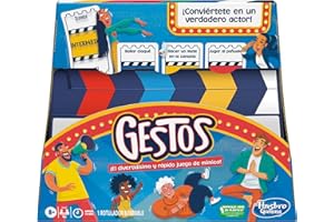 Hasbro Gaming Juego Gestos, Juego de Mímica para 4 o más Jugadores, Incluye Claqueta y Cartas Personalizables