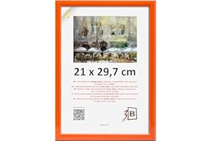 3-B Cadre ULM - cadre photo en bois, avec verre acrylique (21 x 29,7 cm (A4), Orange)