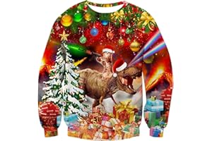 TUONROAD Unsiex Ugly Christmas Jumper Sweatshirts 3D Printed Long Sleeve Funny Xmas Elf Sweater S-3XL