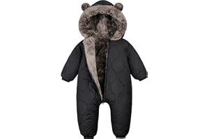 Volunboy Baby snödräkt småbarn pojkar flickor vintersparkdräkt med huva 9 | Vattentätt skal, fleecefoder, tvåvägs full dragkedja, enkelt blöjbyte, stretchiga manschetter, unisex overall, björnöron