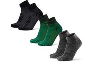 DANISH ENDURANCE Calcetines de Senderismo Tobilleros Unisex, Calcetines de Lana Merino con Acolchado Ligero Antiampollas, para Hombre y Mujer, 3 Pack