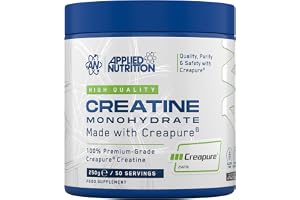 Applied Nutrition – Creatine Monohydrate – Made with Creapure® – Best Premium-Grade Creatine – Best Performance & Strength Support – Increased Energy & Endurance – (250g – 50 Servings) (Unflavoured)