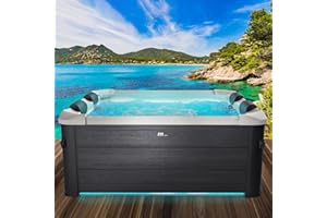 BRAST Whirlpool MSpa Frame - Oslo Sapphire & Amber mit Fester Außenwand | 160x160x65cm - 180x180x65cm | 5 Modelle | LED-Beleuchtung | 6 Personen | Ganzjähriger Einsatz Winterfest | Oslo Plus