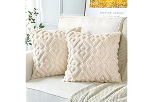 Artscope Lot de 2 Doux Peluche Laine Courte Velours Décoratif Housses de Coussin Luxe Style pour Canapé Chambre - Modernes Forme de Diamant Beige, 45 x 45 cm
