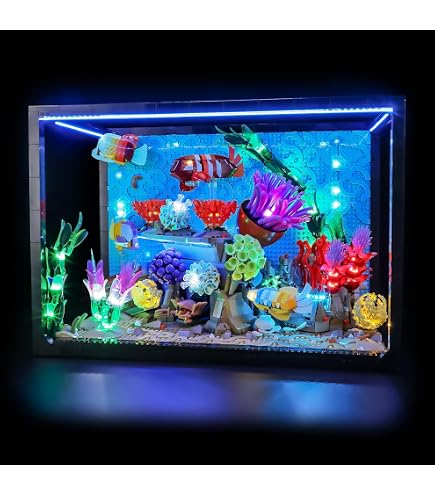 Set Blocchi Costruzione Acquario Con Luci LED - 830 Pezzi, Squalo, Meduse, Barca - Giocattolo STEM 8+ Anni - 5