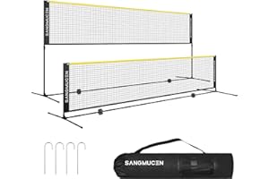 SANGMUCEN 3 m/4 m/5 m Badminton Net Set, Volleyball Net Outdoor, Height Adjustable,Portable with Carry Bag, Ideal Recreational Sports Net for Tennis, Kids Badminton or Volleyball
