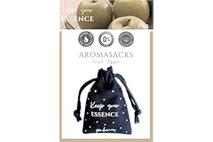 KEEP YOUR ESSENCE AROMASACKS CAR - Ambientador para Coche con notas Frescas de Manzana. Duración 8 semanas. Bolsita decorativa de Algodón con Perlas Aromáticas. Esencia Natural 0% Alcohol. FRESH APPLE