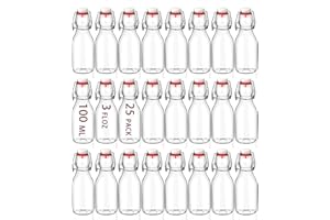 Danmu Art 25PCS 100ml Glass Bottles with Swing Top Brewing Bottles Airtight Preserve Bottle for Home Brewing Oil Vinegar Beer Wine Cider Soda (Classic, 25)