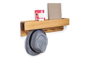 Natuhr Garderobe Holz Porter Regal Wand Flurgarderobe mit Ablage Eiche (50 cm Länge, Eiche geölt)