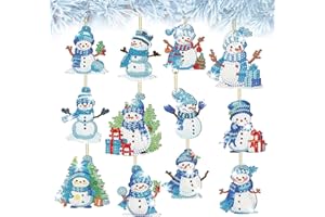 MHwan 12 Stück Doppelseitiger 5D Diamond Painting Weihnachten Anhänger, glänzend exquisit, Diamond Painting Adventskalender, Kann an Weihnachtsbäumen, Geschenkboxen, Grußkarten aufgehängt werden