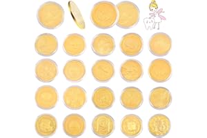 ZeYou Fée des Dents 20 Pièces,Cadeau Fée des Dents,Pièces Commémoratives avec Différents Motifs,Pièce de Collection de Souvenirs,Pièce en Or pour Enfants Bébé Dents Croissance Cadeaux
