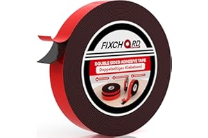FIXCHORD Taśma Dwustronna Heavy Duty, 10M*25MM Bardzo Mocna Taśma Samoprzylepna, Wodoodporna Taśma Montażowa, Dwustronna Akrylowa Taśma Piankowa do Samochodu, Pasków LED, Dekoracji Domu i Biura