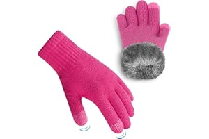 ineepor Guantes Termicos Niño de Alpaca con Forro Polar Guantes Invierno Niños y Niñas Doble Capa Cortaviento y Calientes Forro Polar Punta Táctil para 3 a 12 Años