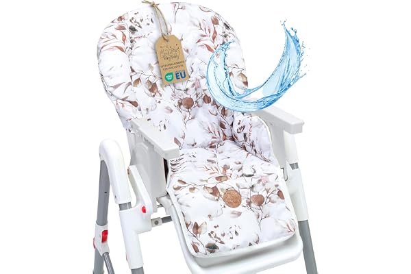 Housse chaise haute bebe - coussin assise pour bébé confortable coussins et housses pour chaises enfant avec un revêtement imperméable stable certificat Oeko-Tex Feuilles
