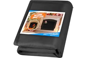 CADARA Velcro Fireplace Draft Stopper for Overnight Heat Loss Fireplace Cover Chimney Insulation Blocker Blanket Black (Small 33" W x 29" H)
